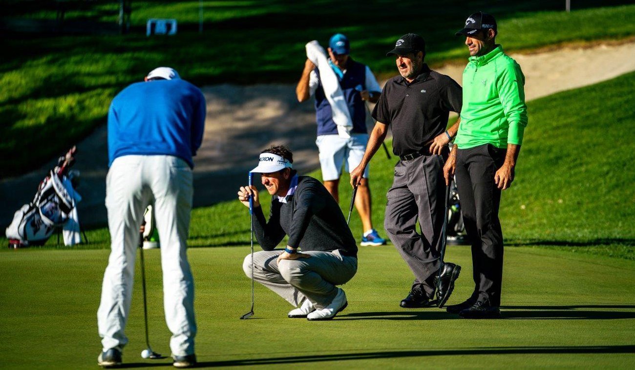 Olazábal, Quirós, Fernández-Castaño and Edoardo Molinari, during Tuesday’s practice round (©Real Club Valderrama)