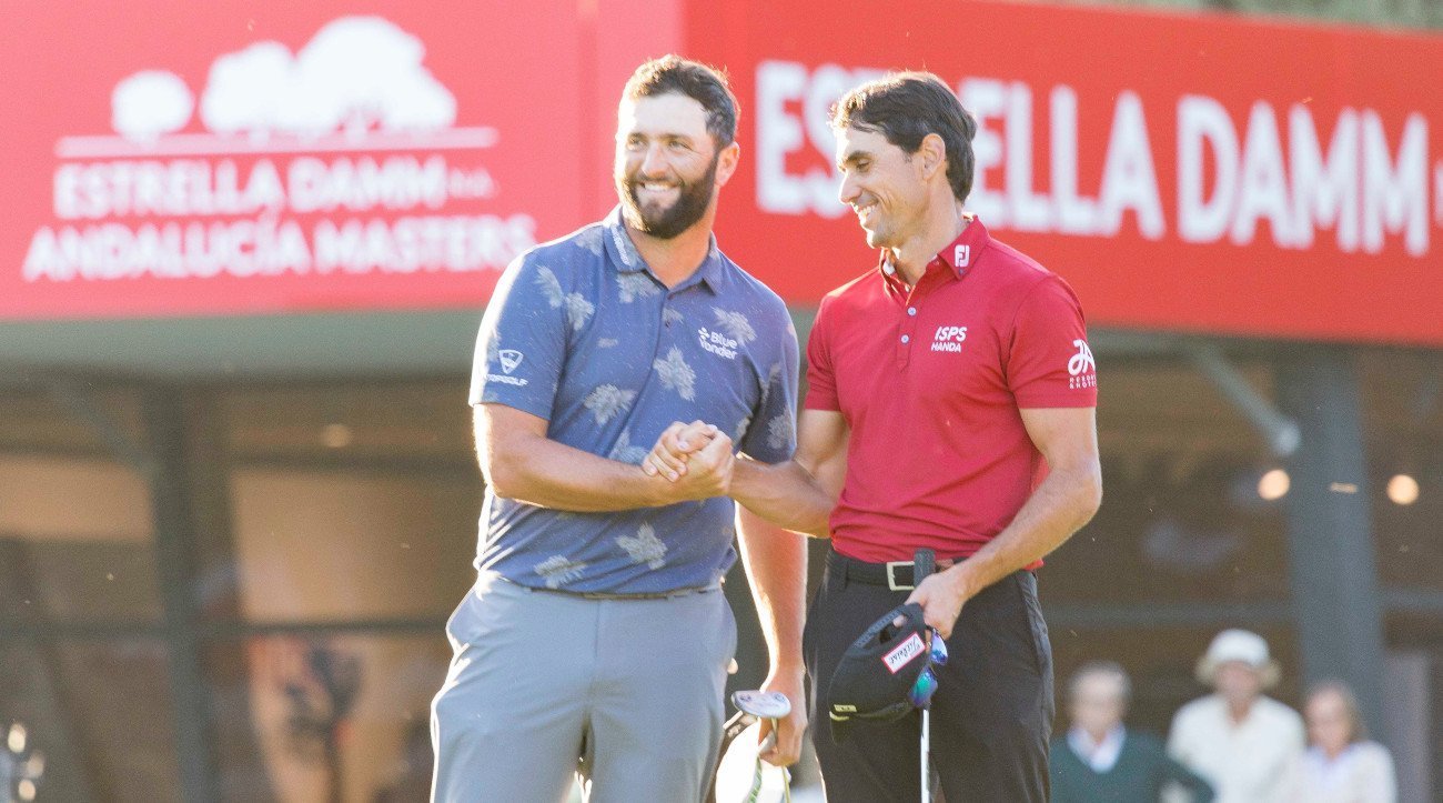 Jon Rahm and Rafa Cabrera Bello on 18 at Real Club Valderrama (photo © Real Club Valderrama)