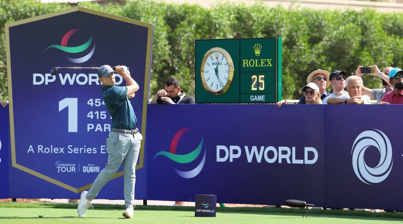 Matt Fitzpatrick teeing off in a DP World Tour (credit © DP World Tour)